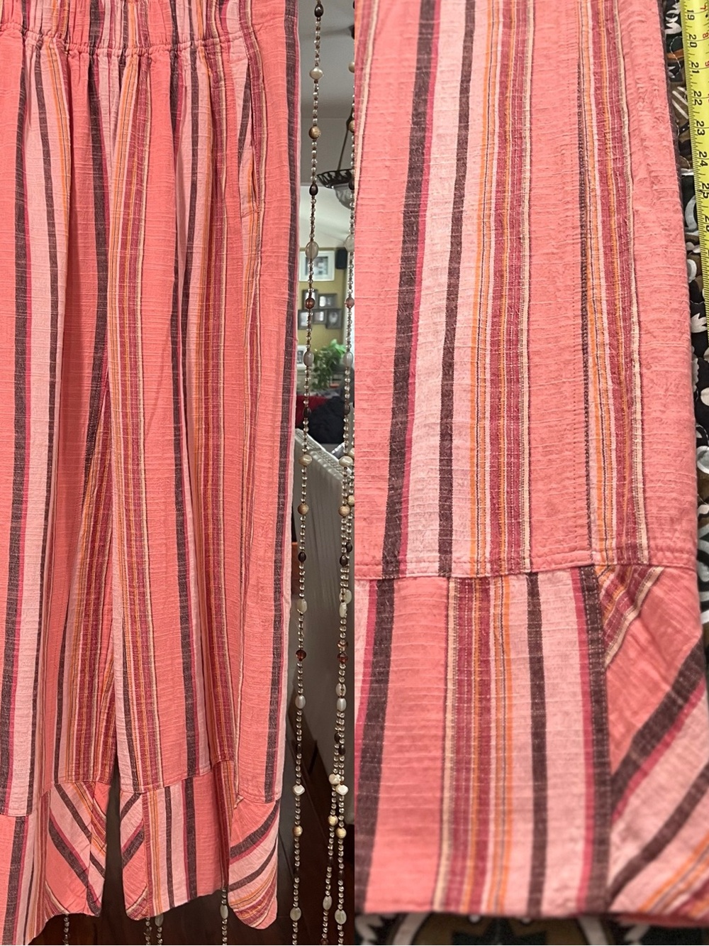 Free People Striped Pink & Orange Cropped Pants - Picture 2 of 4